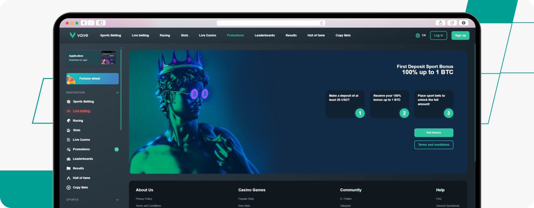 screenshot of vave first deposit sports bonus