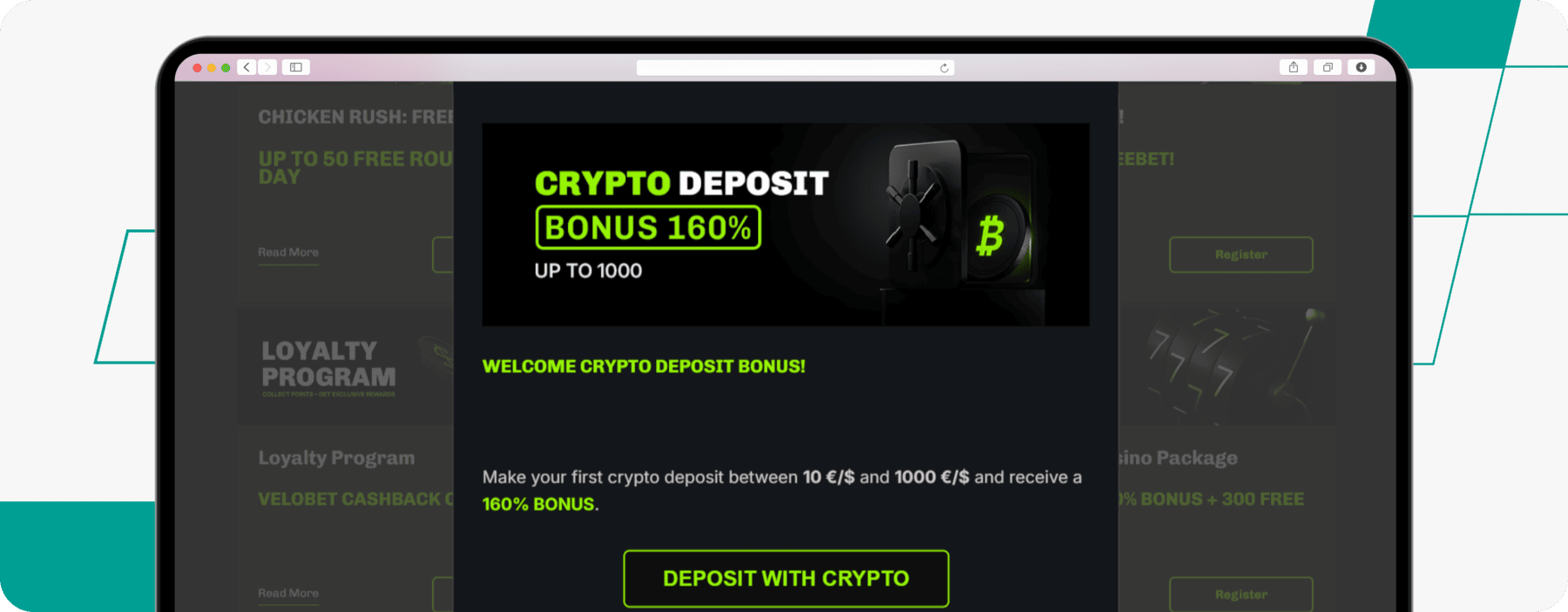 screenshot of crypto deposit bonus