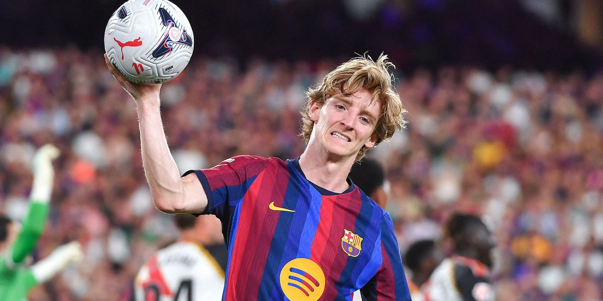 Champions League Acca, Anthony Gordon Pictured in Action for Barcelona.