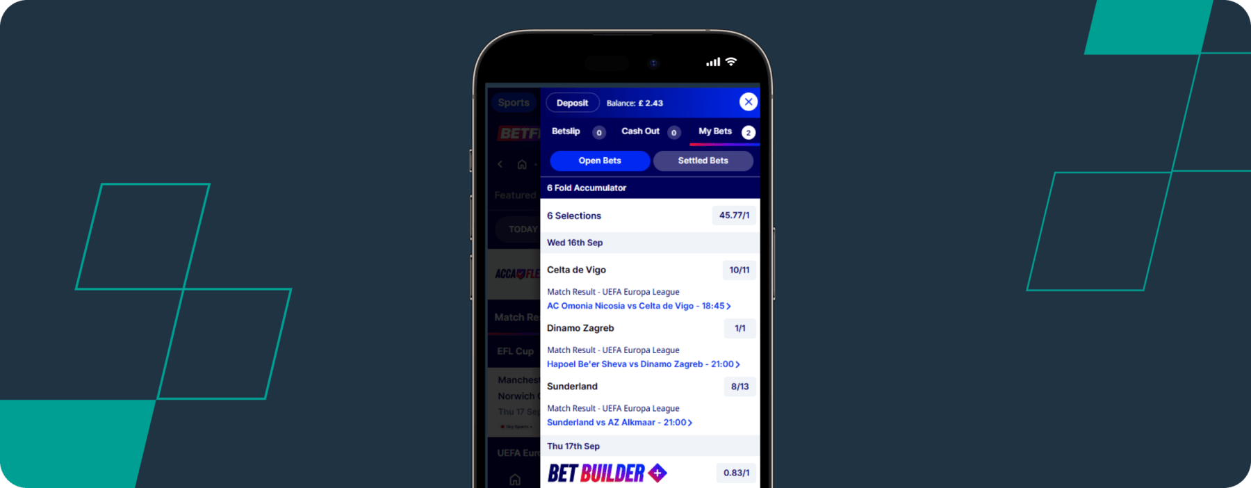 Betfred Betslip Europa League Acca 15th Sept 2026