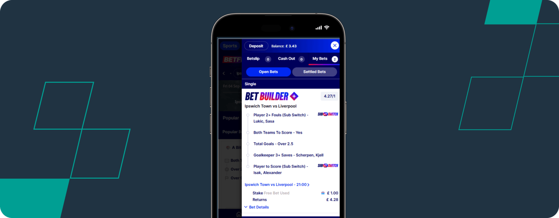 Betfred betslip 2nd September 2026 1127 BST