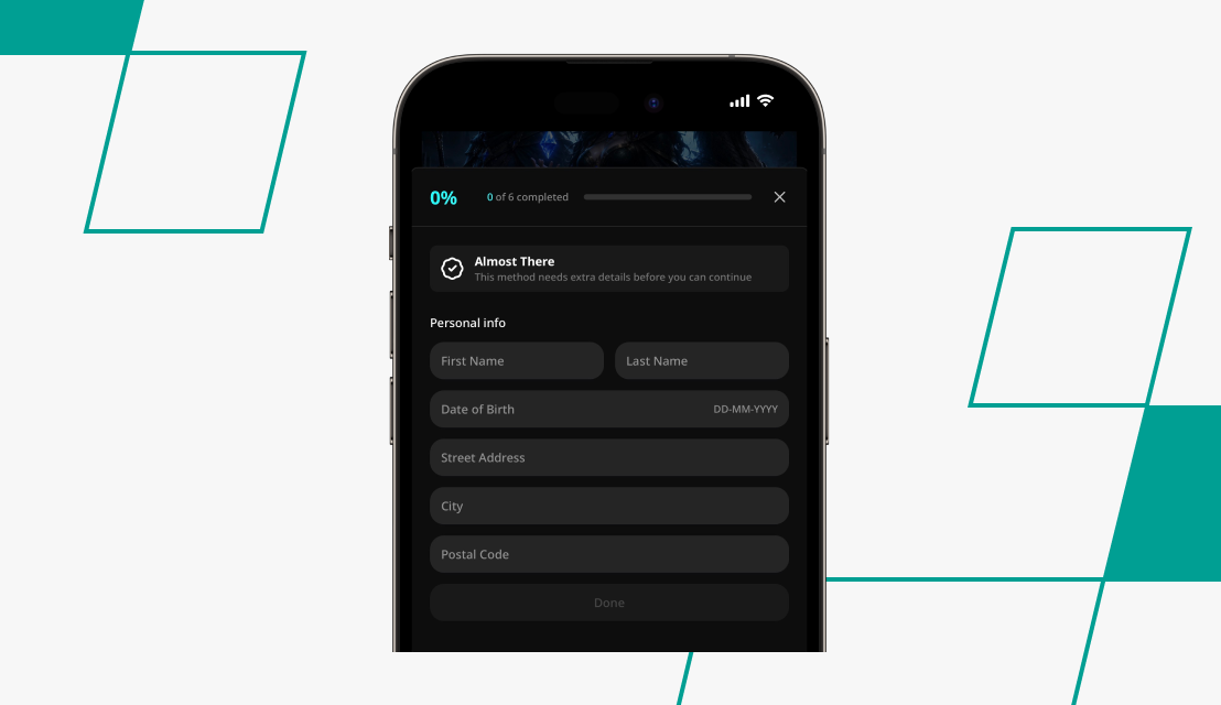 screenshot of cosmobet deposit account verification