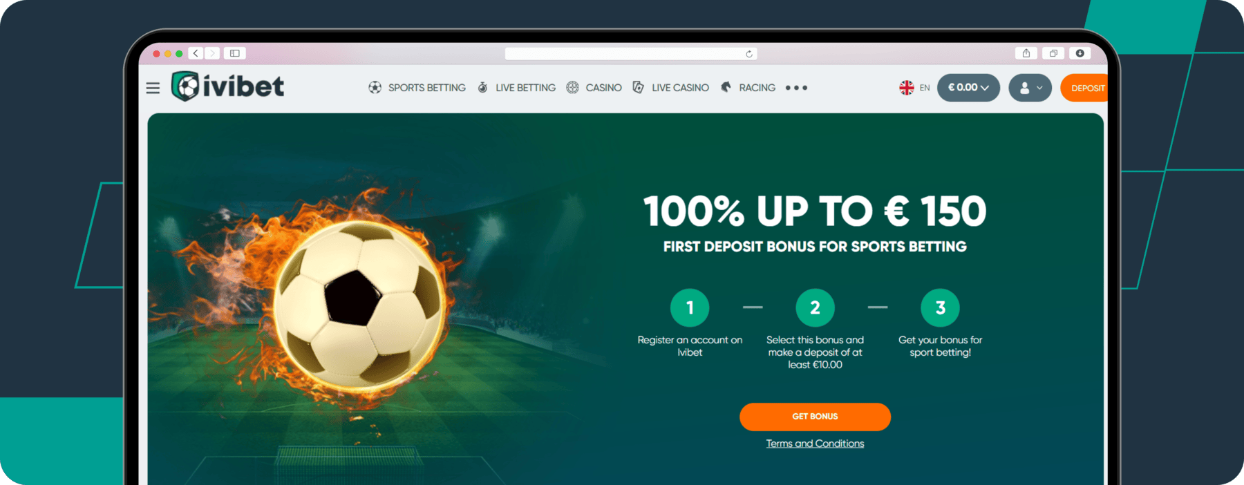 screenshot of ivibet sports welcome bonus