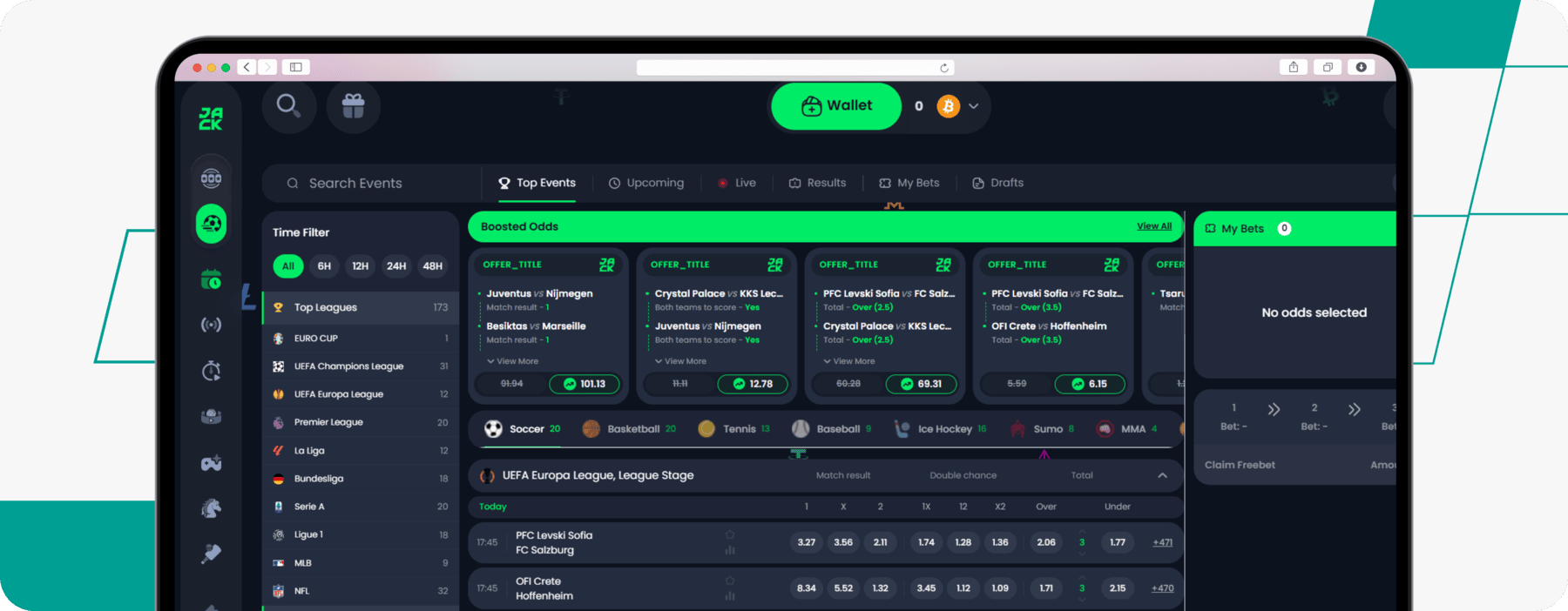 screenshot of jack sportsbook