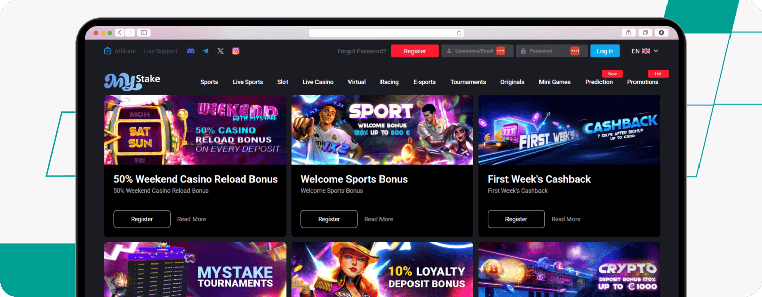 screenshot of mystake promotions page
