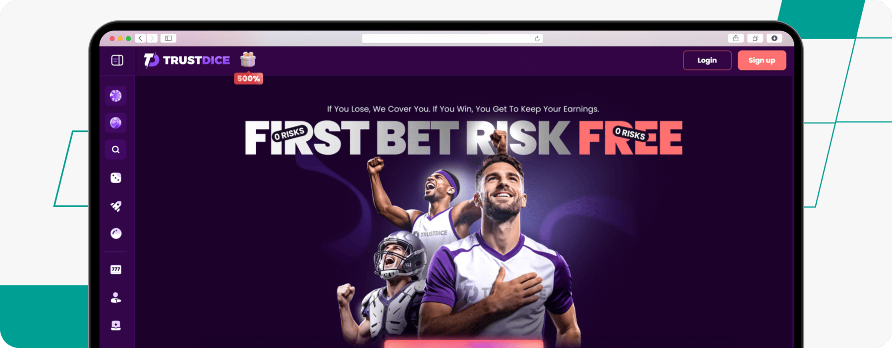 screenshot of trustdice first bet risk free welcome offer