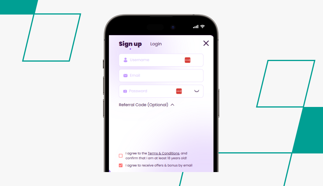 screenshot of trustdice registration step 1
