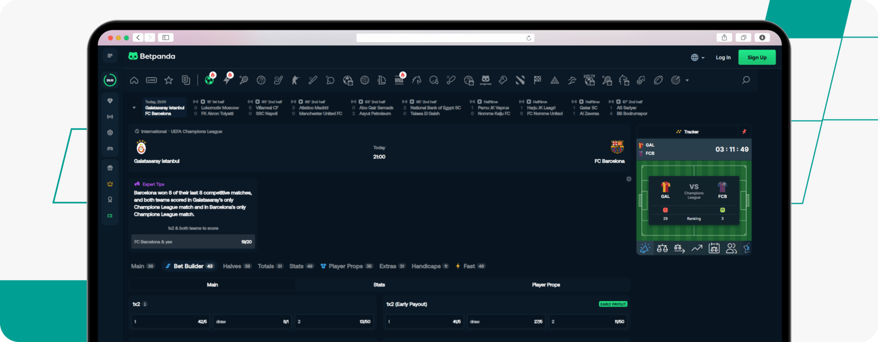 screenshot of betpanda bet builder feature
