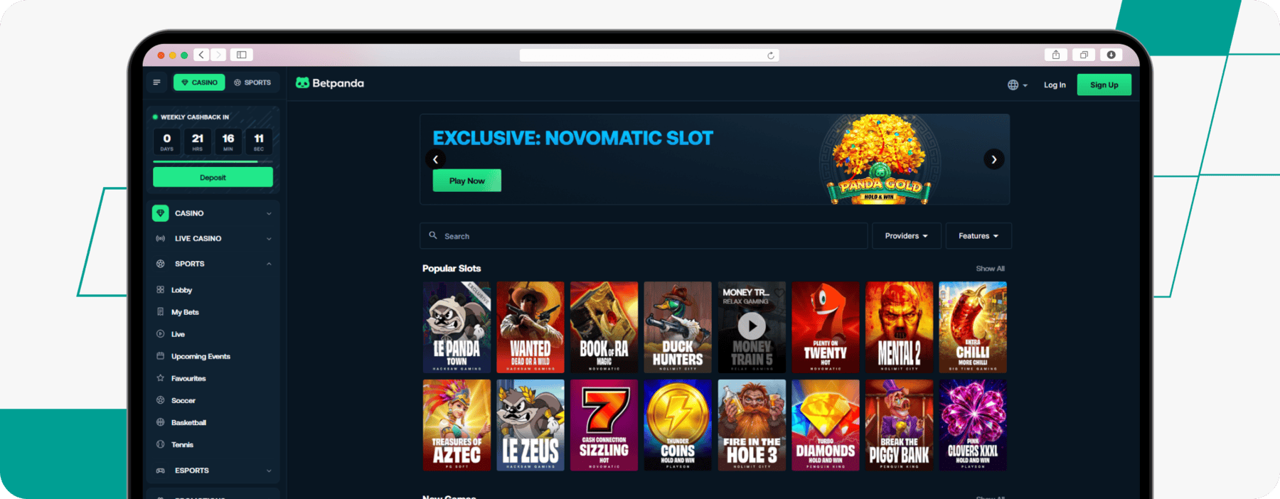 screenshot of betpanda casino homepage