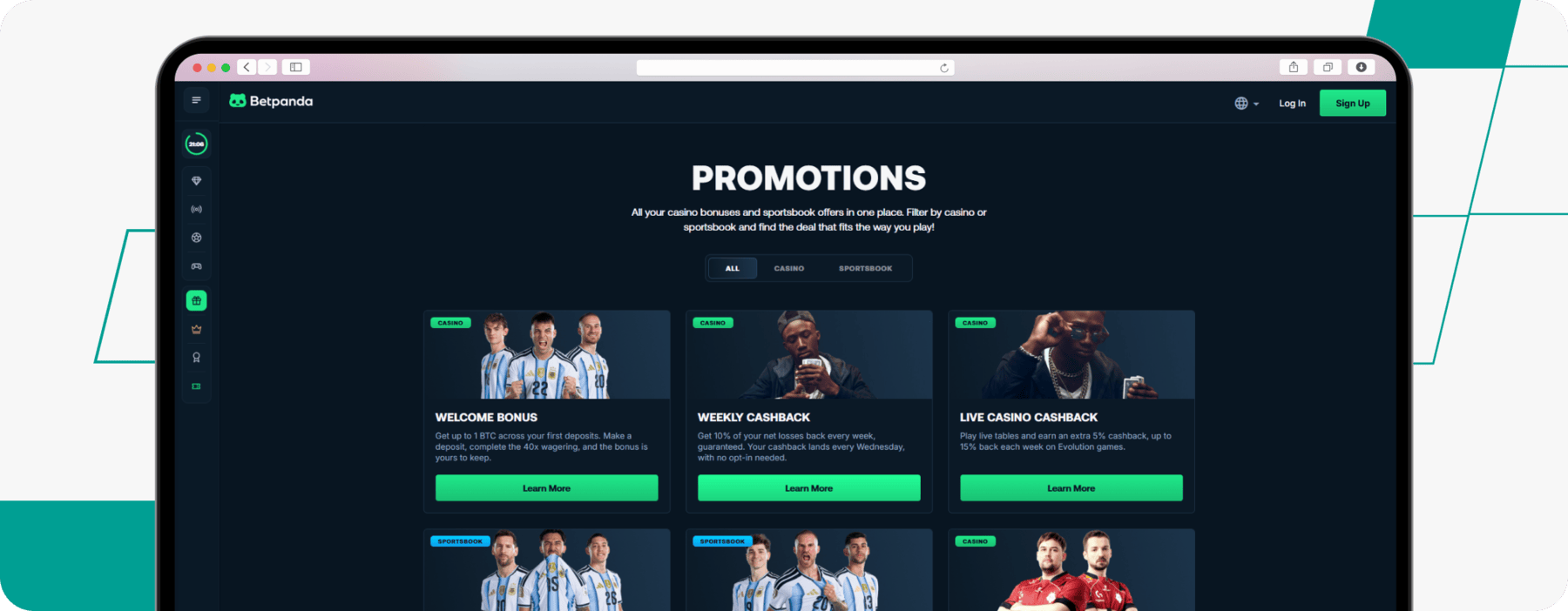 screenshot of betpanda promotions page