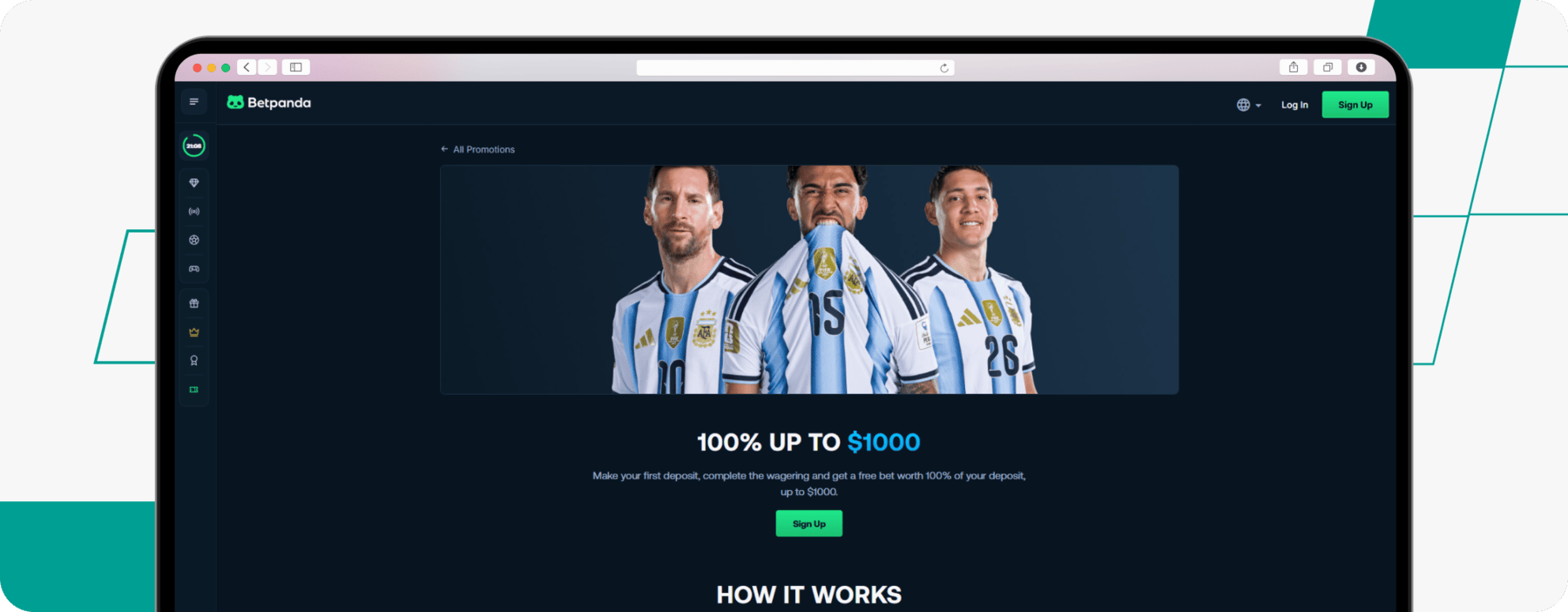 screenshot of betpanda sports welcome bonus