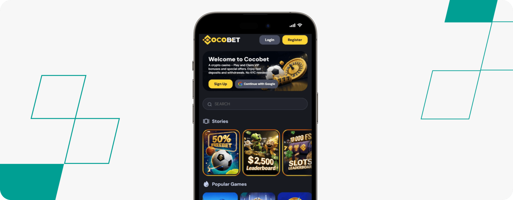 screenshot of cocobet mobile site