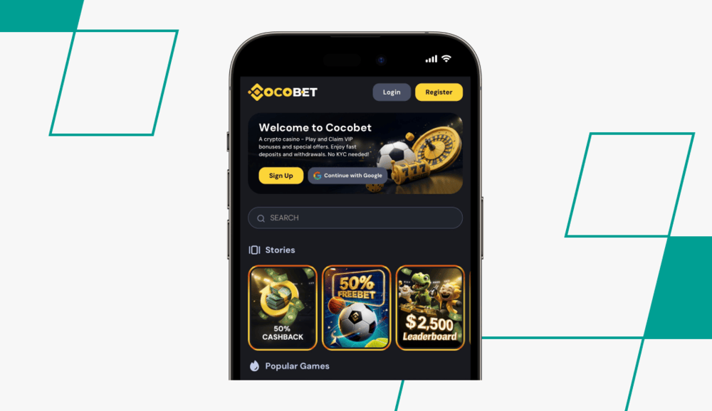 screenshot of cocobet homepage