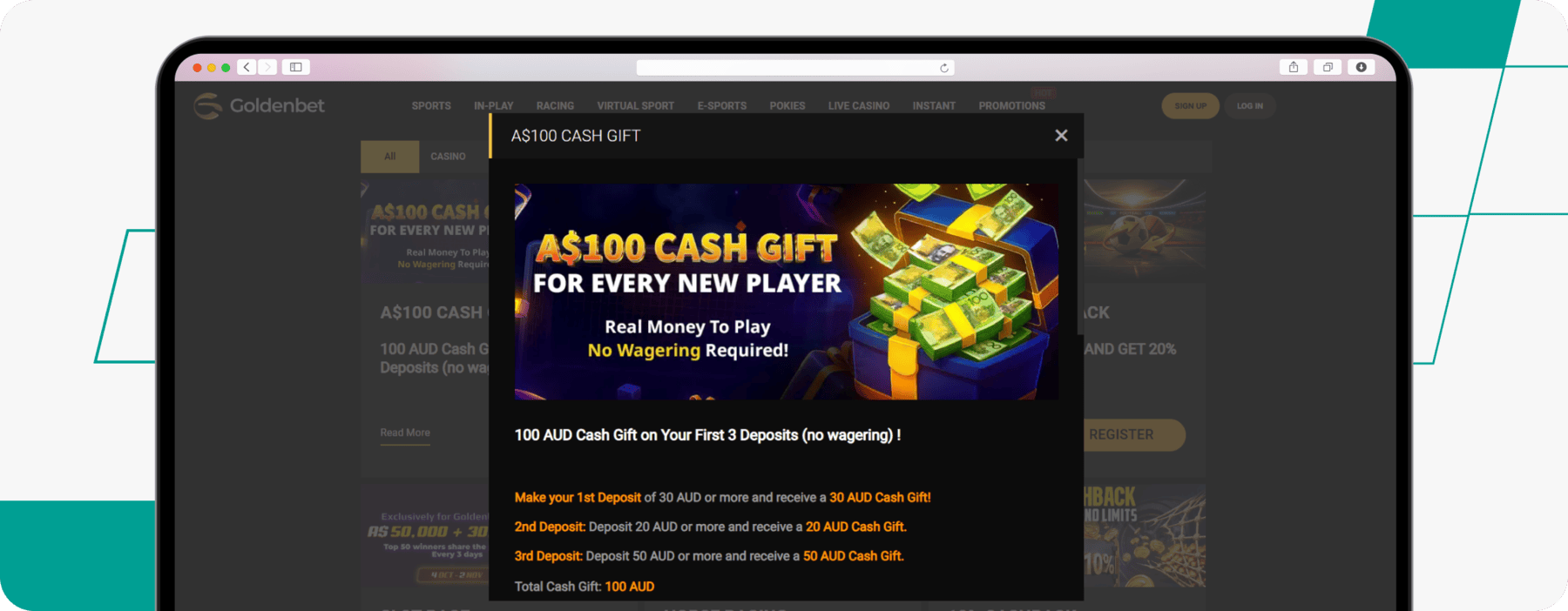 screenshot of goldenbet australia welcome offer