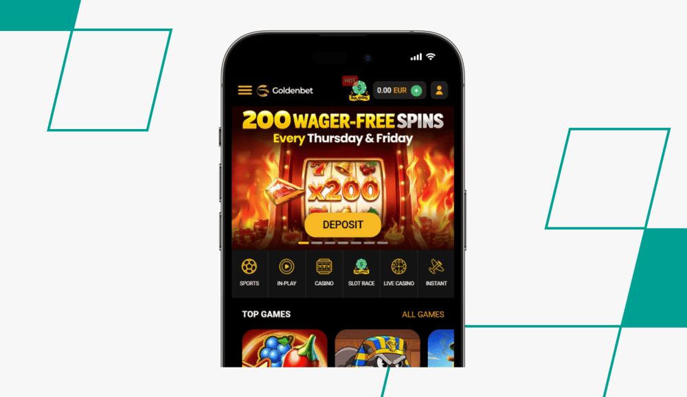 screenshot of goldenbet homepage