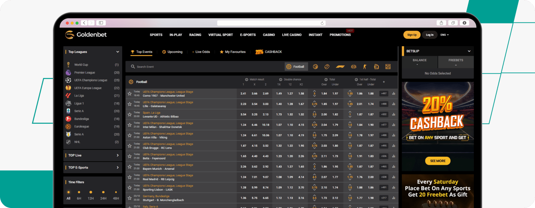 screenshot of goldenbet sportsbook