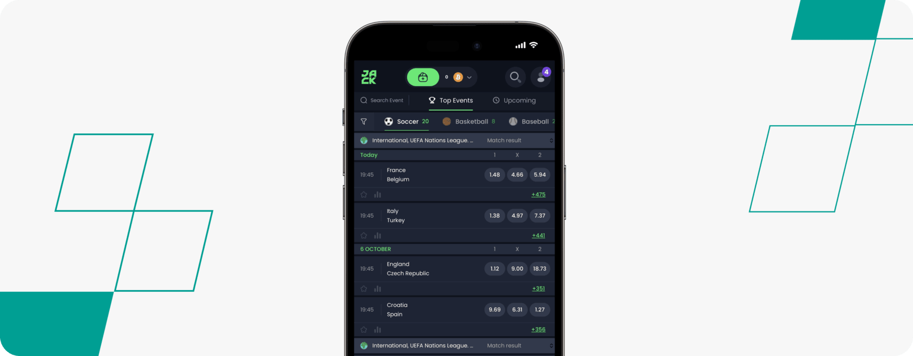 screenshot of jack mobile site
