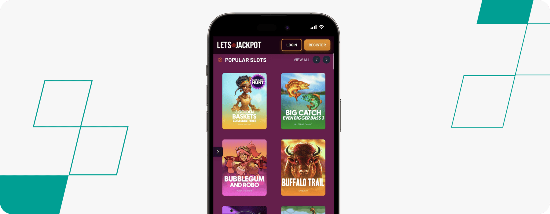 screenshot of letsjackpot mobile site