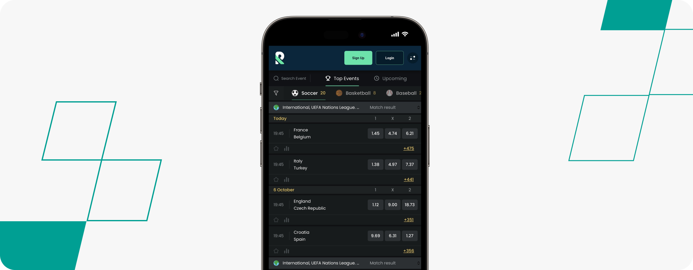 screenshot of rolletto mobile site