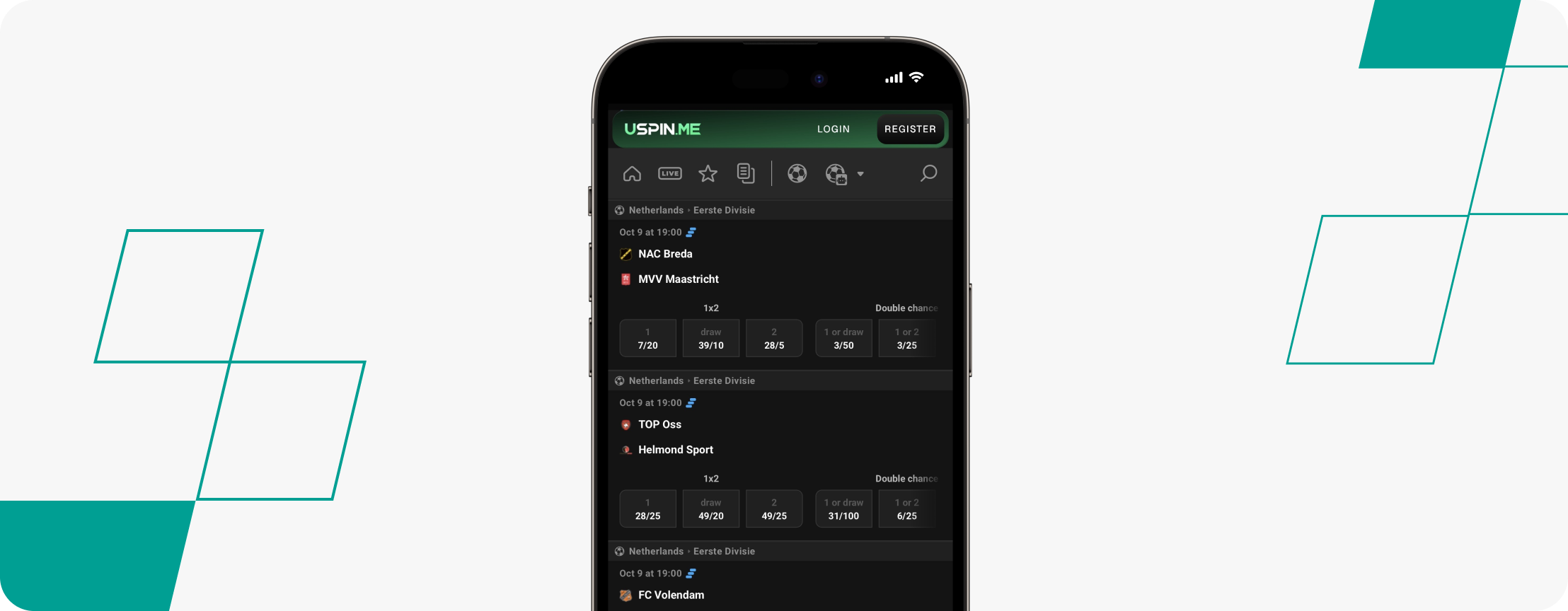 screenshot of uspin mobile site
