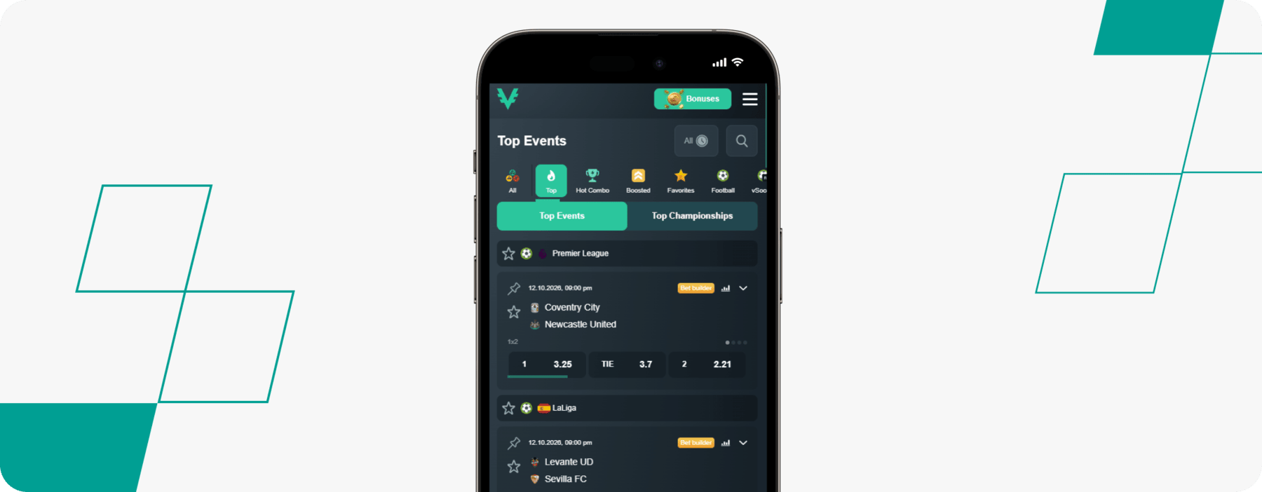 screenshot of vave mobile site