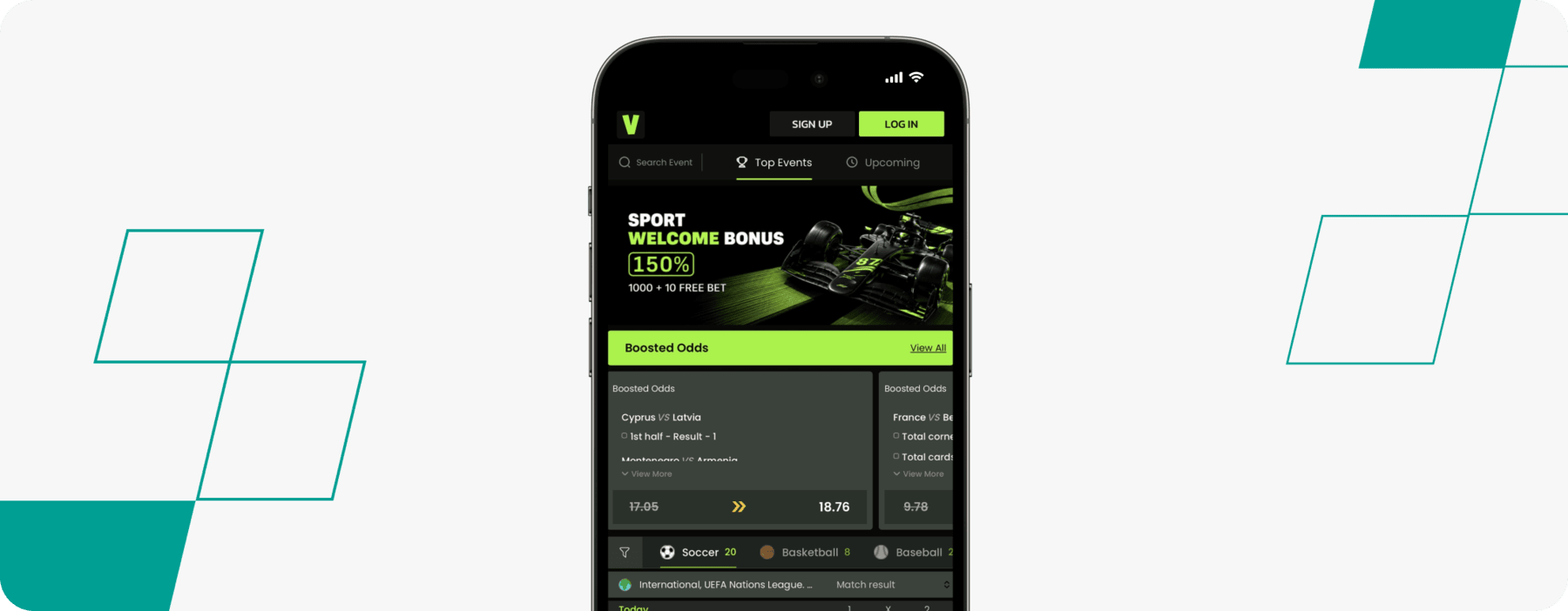 screenshot of velobet mobile site