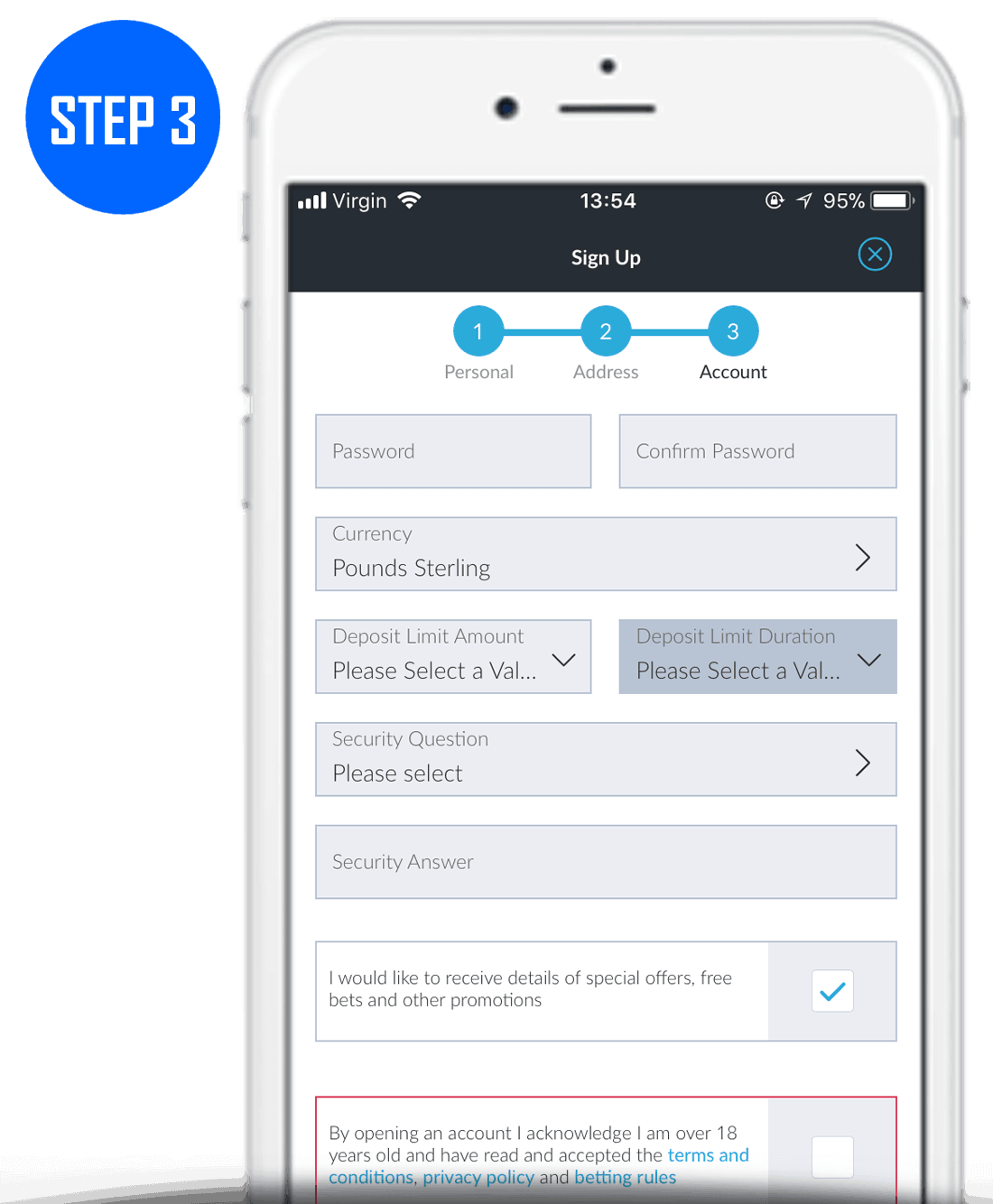 Bet Victor Sign Up Process Step 3