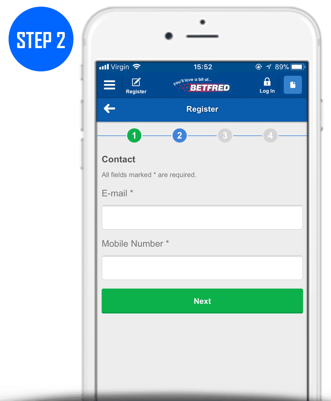 Betfred Sign Up Process Step 2