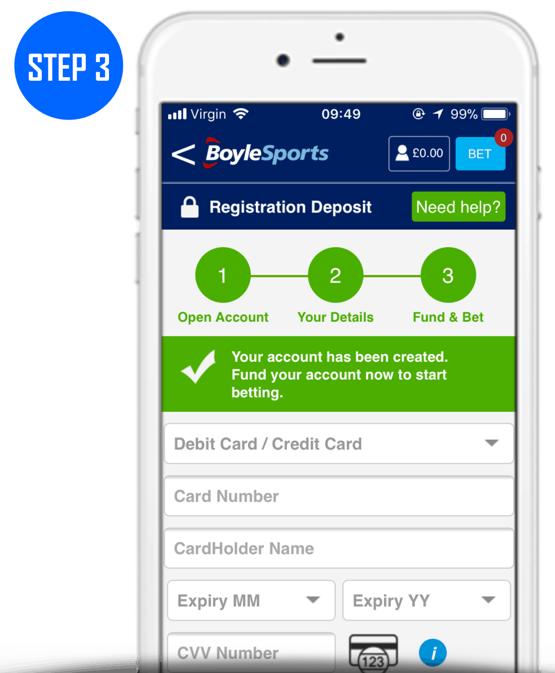 BoyleSports Sign Up Process Step 3