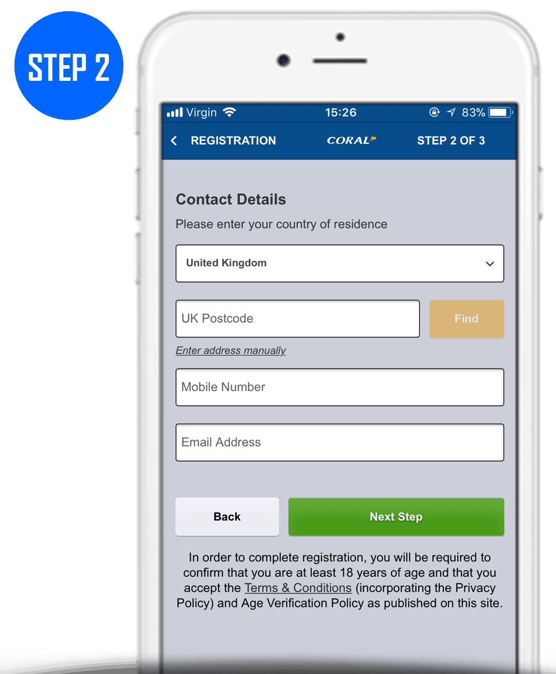 Coral Sign Up Process Step 2