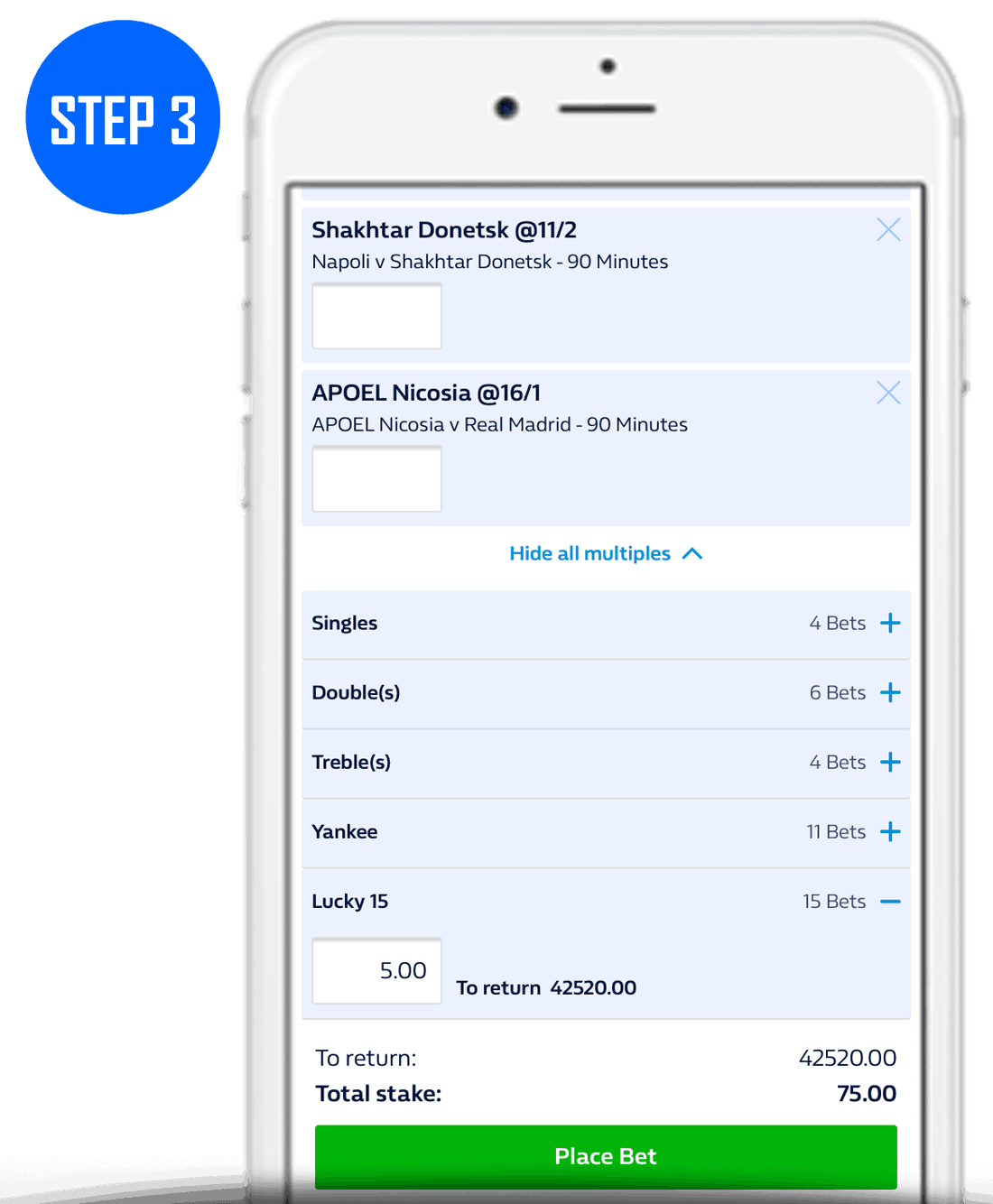 How To Place A Lucky 15 Bet Step 3