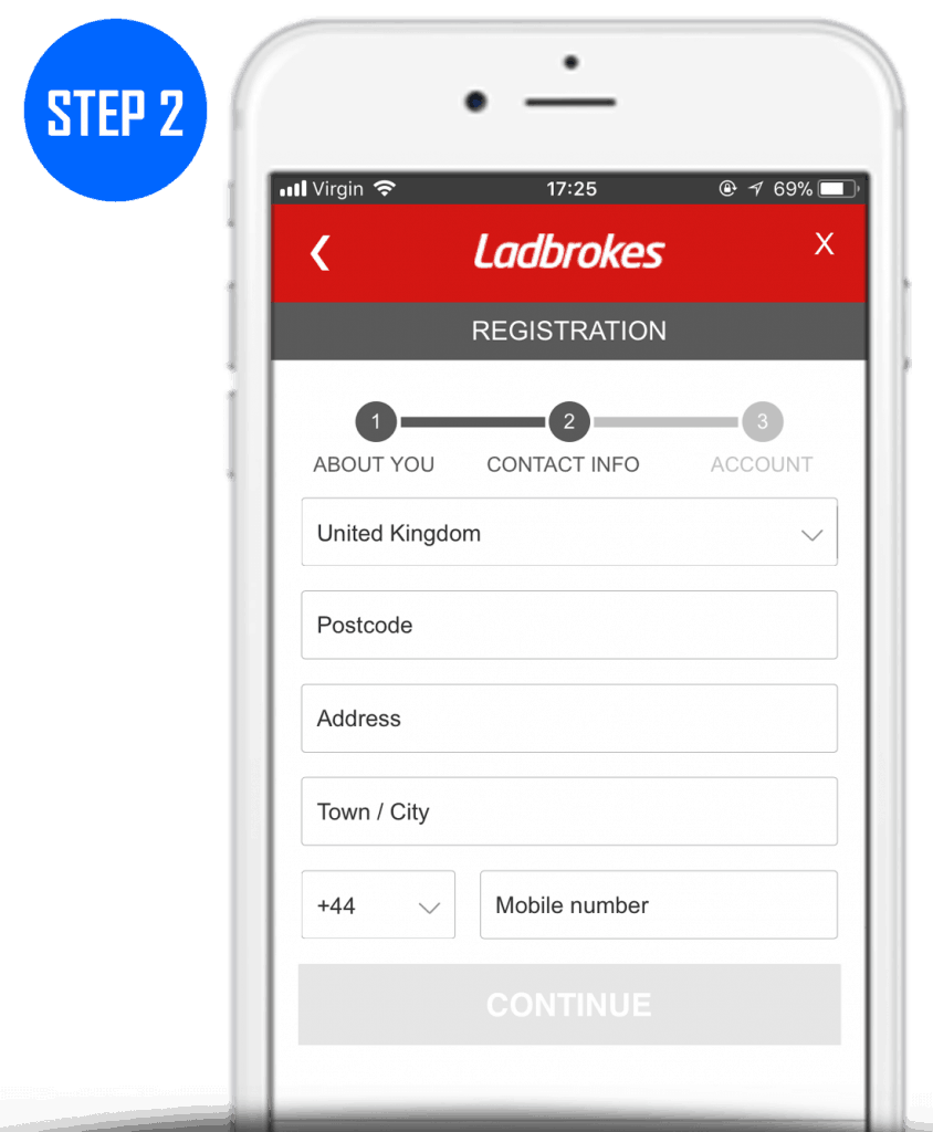 Ladbrokes Sign Up Process Step 2