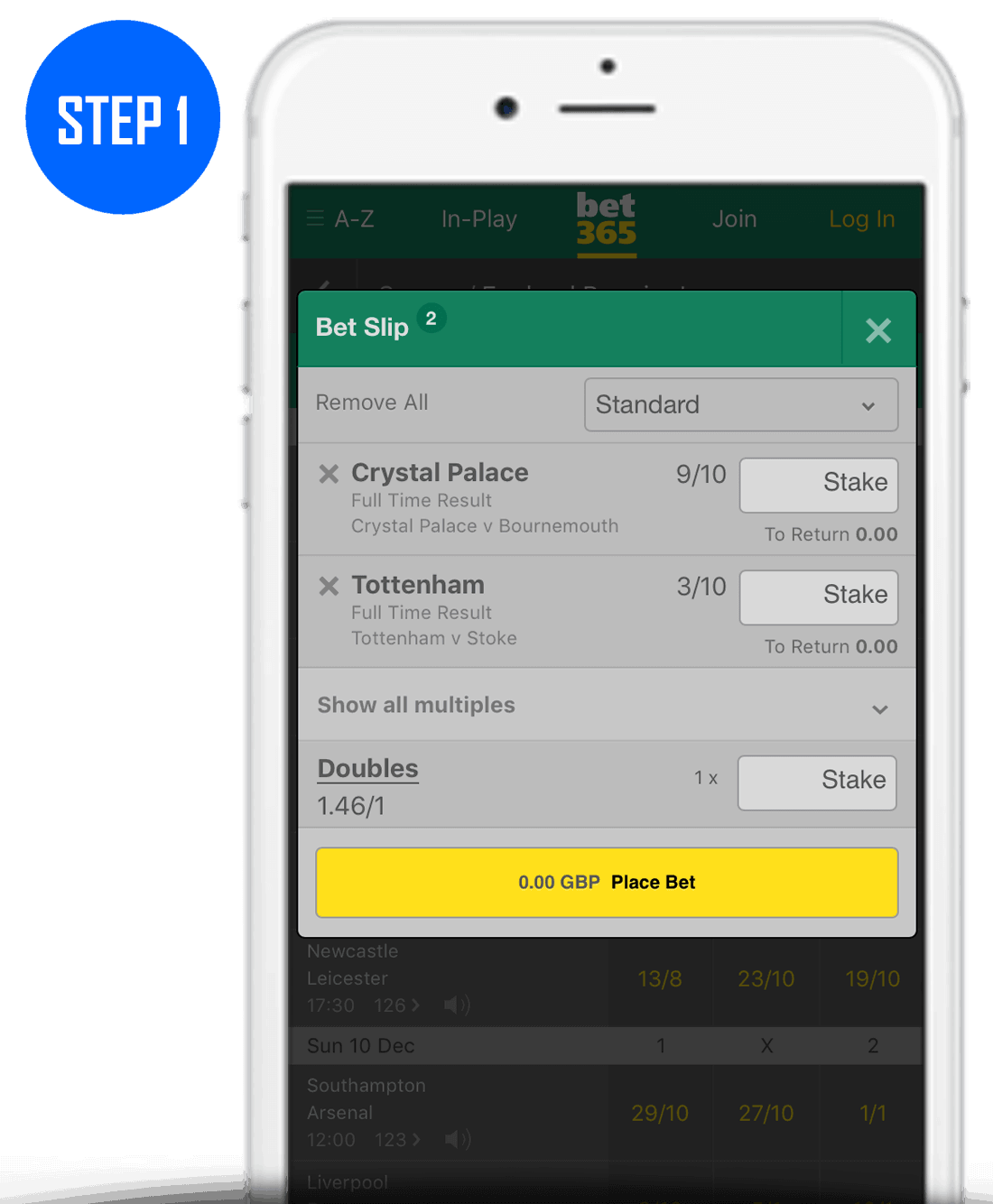 How To Place A Double Bet Step 1