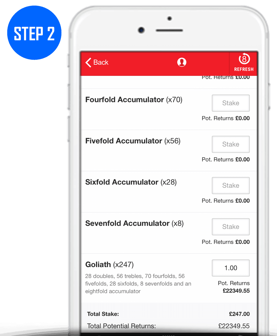 How To Place A Goliath Bet Step 2