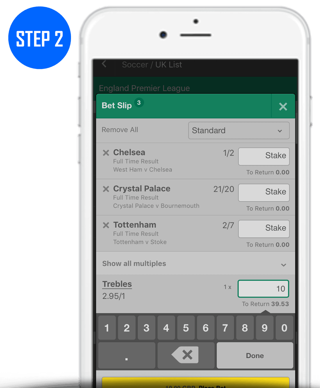 How To Place A Treble Bet Step 2