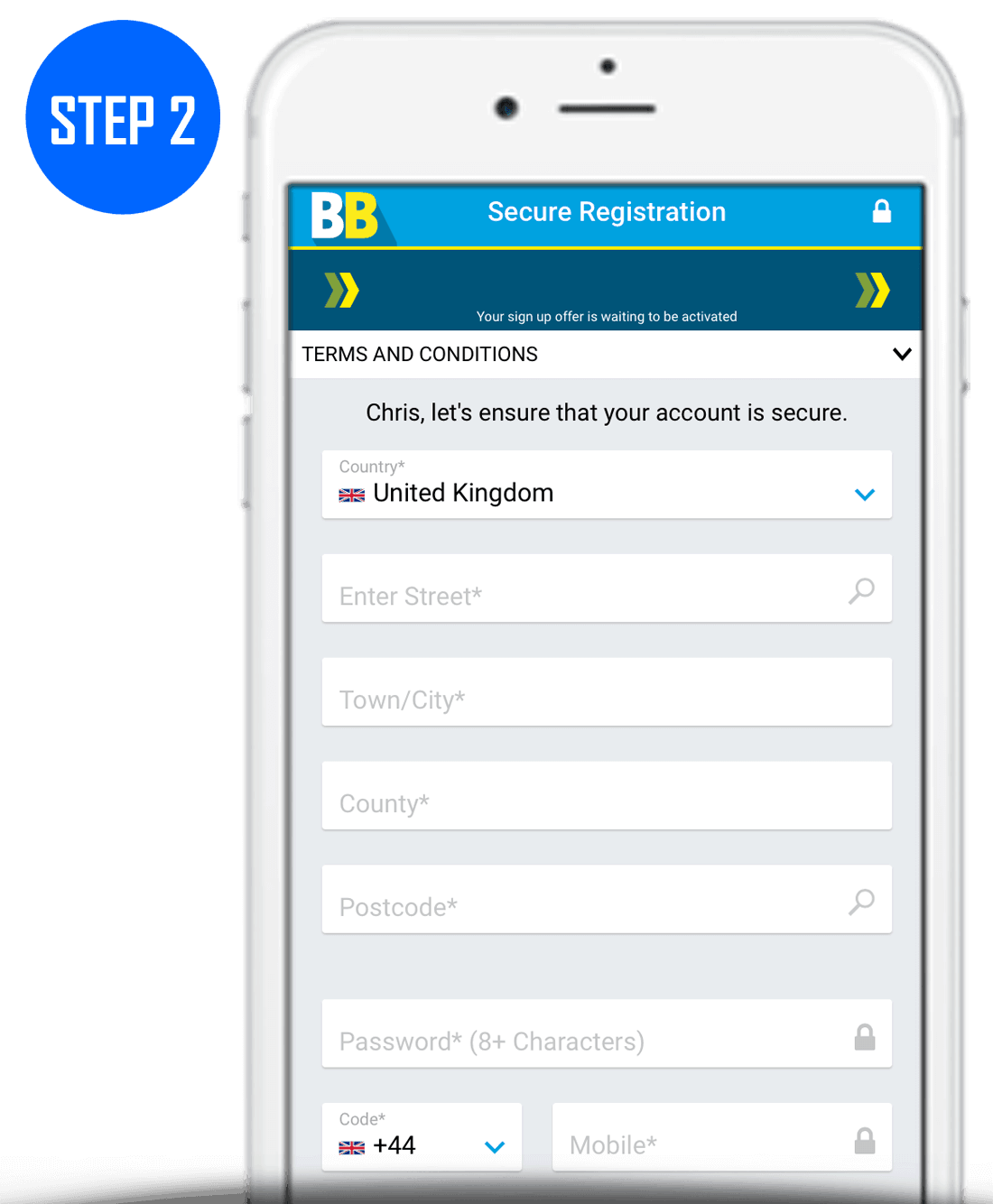 BetBright Sign Up Process Step 2