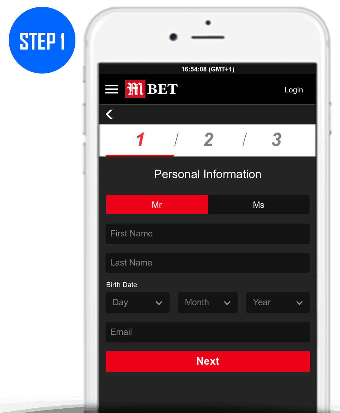 MansionBet Sign Up Process Step 1
