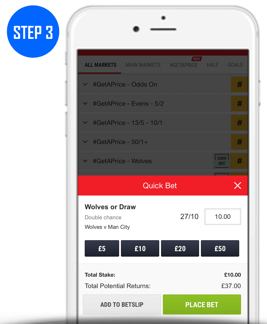 How To Place Double Chance Bet Step 3