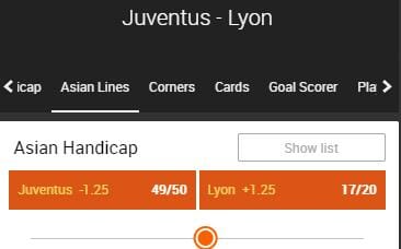 Juventus vs Lyon Asian Handicap