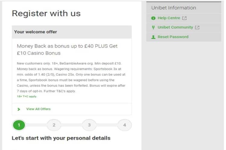 Unibet Registration Part 1