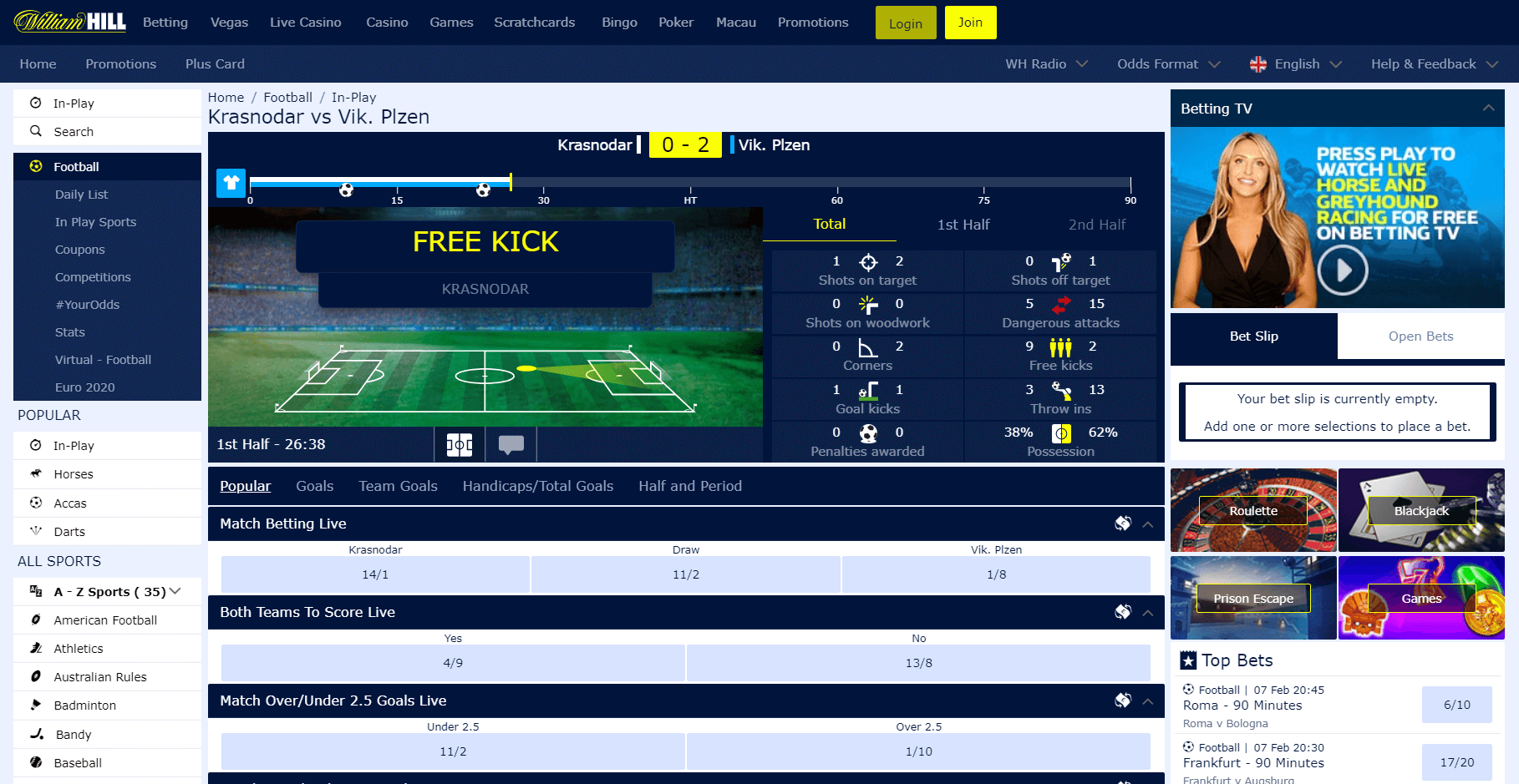 in-play sports