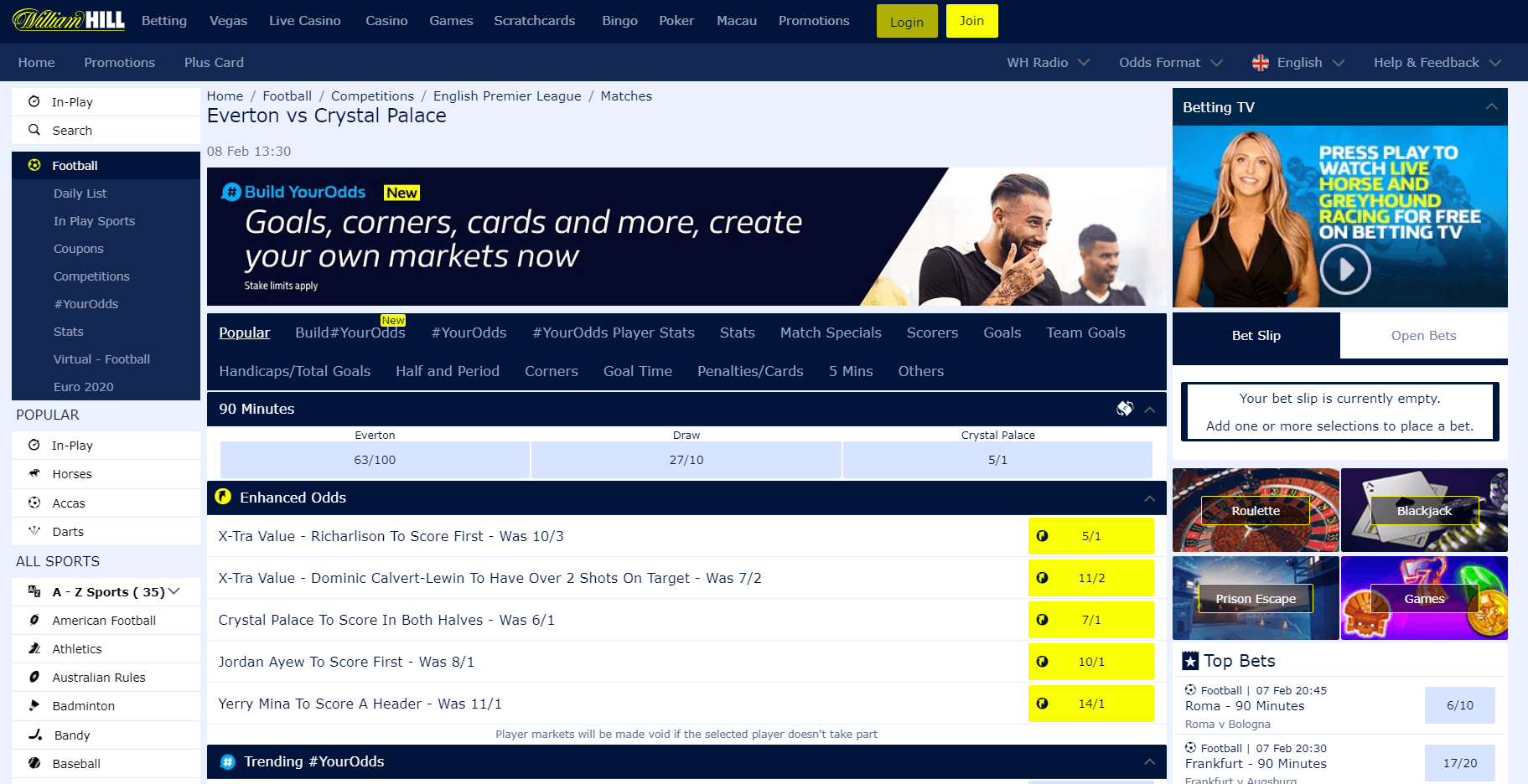 william hill sports offering