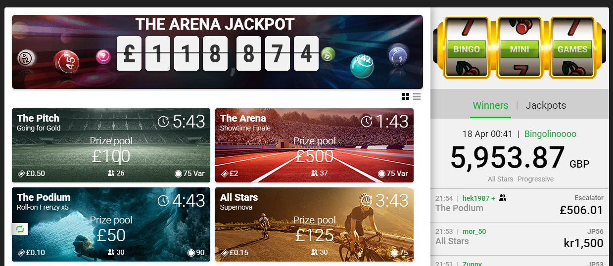 screenshot of Unibet online bingo