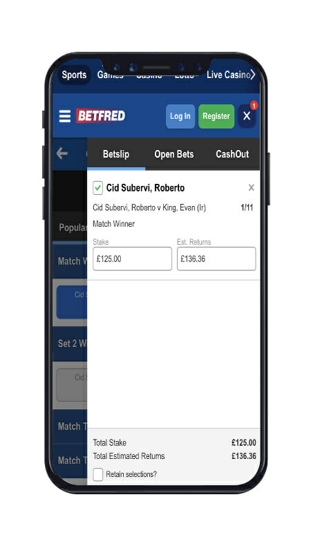 Betfred Betting Slip