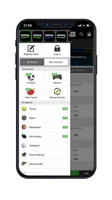 Betway Menu