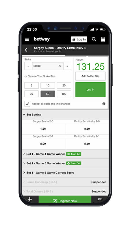 Betway Betting Slip