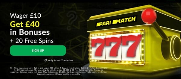 Parimatch Welcome Offer Screenshot