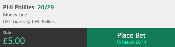 Screenshot of bet365 Money Line Bet Slip