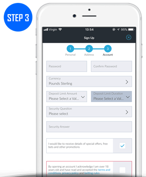 BetVictor - Registration; Step 3 Account Details