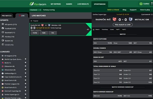 Live Betting on fanteam